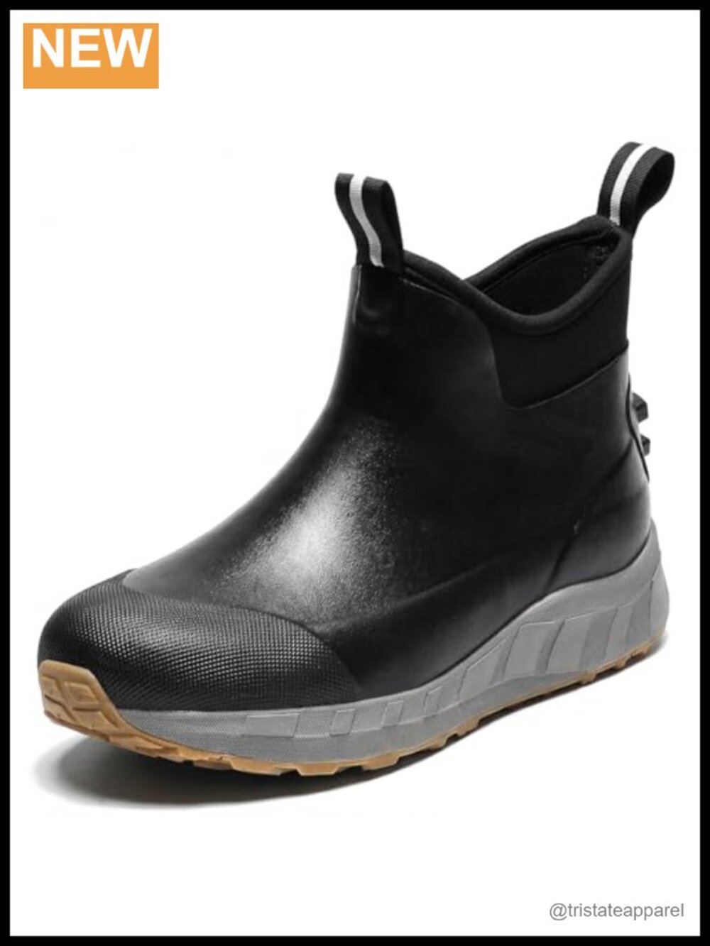 Men's Waterproof Rubber Deck Boots Ankle-High Pull-On Rain Boots for Fishing
